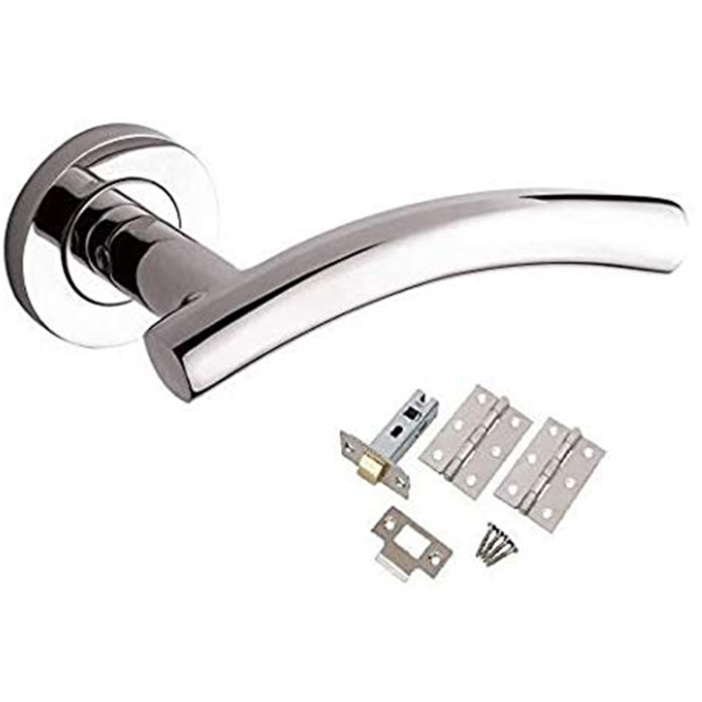 Golden Grace Polished Chrome Arched T-Bar Lever Door Handle Set Image