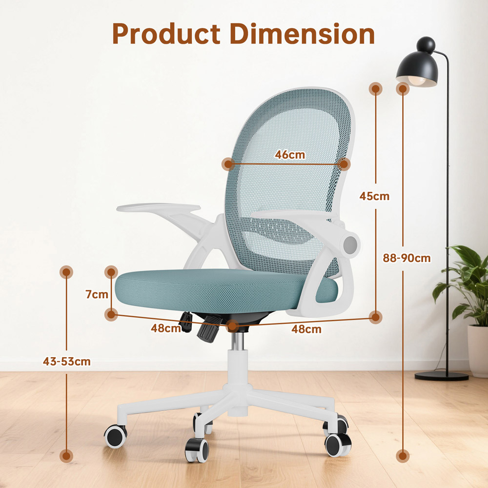 Rattrix Green Mid-Back Mesh Office Chair with Flip-Up Armrests Image 7