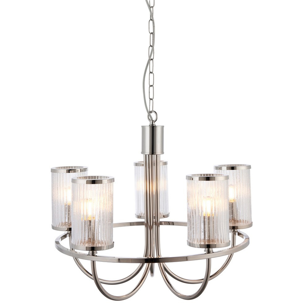 Merano Genoa Ribbed Bubble Glass Nickel Plate Multi Arm Pendant Ceiling Lamp Image 3