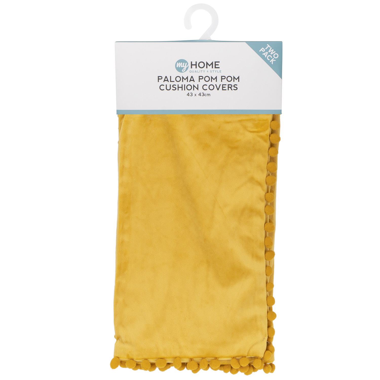 My Home Paloma Ochre Pom Pom Cushion Covers 45 x 45cm Image 1