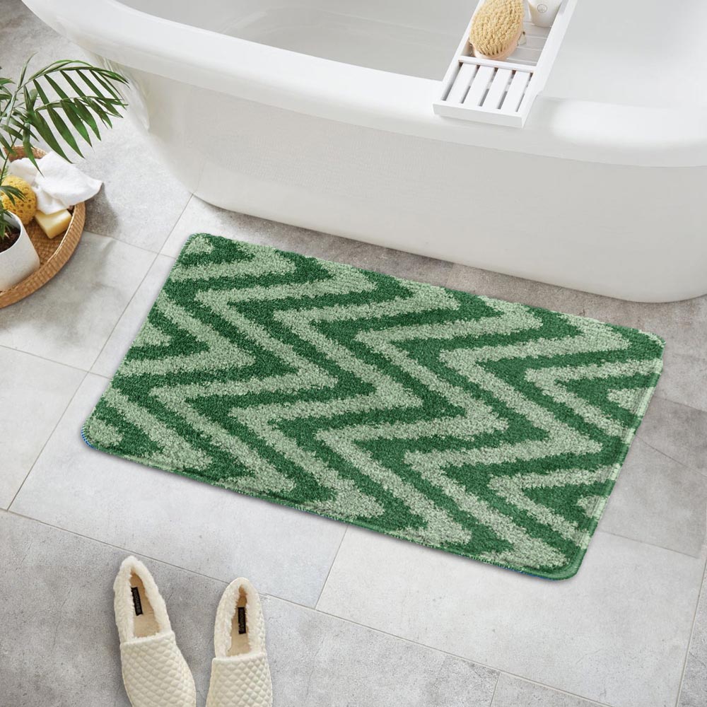 Velosso Chevron Stripe Emerald Bath Mat Set Image 6