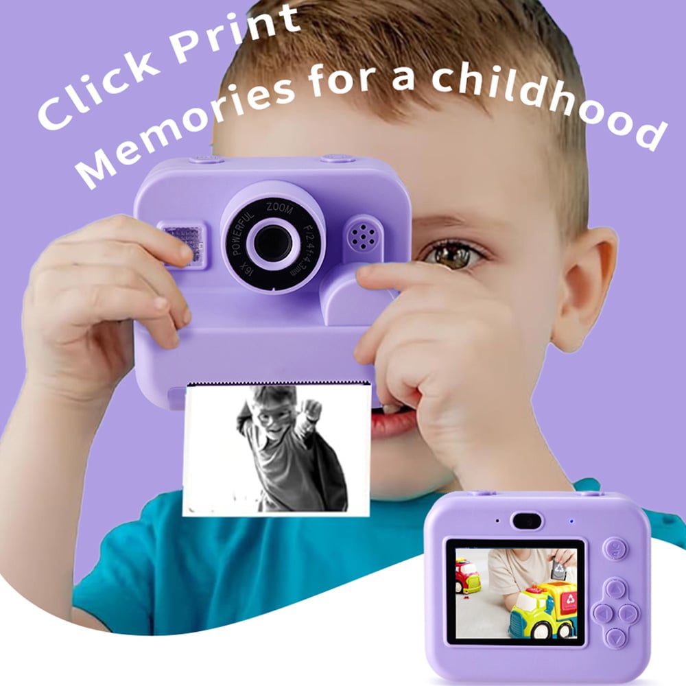 H&O Direct Purple Instant Print Kids Camera with 32G Card and 3 Rolls Print Paper Image 5