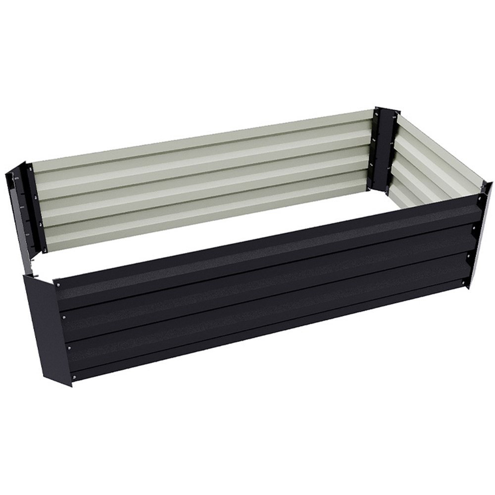 Living and Home Black Rectangular Galvanised Steel Raised Garden Bed 100cm Image 6