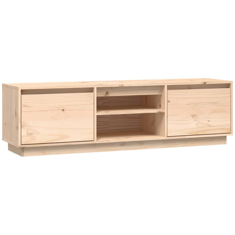 vidaXL 2 Door 2 Shelf Natural Solid Pine Wood TV Cabinet Image 2