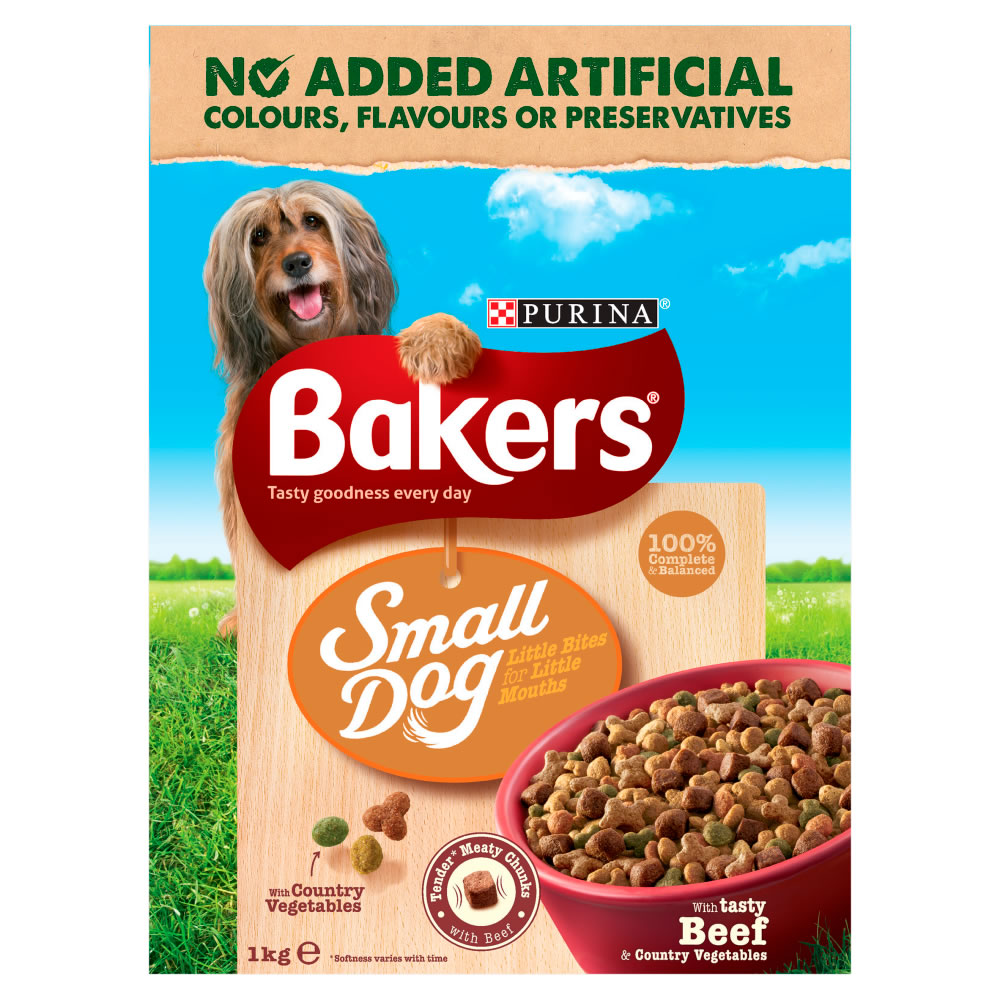 Bakers Complete Dry Dog Food with Tasty Beef and Country Vegetables for Small Dogs 1kg Image 1