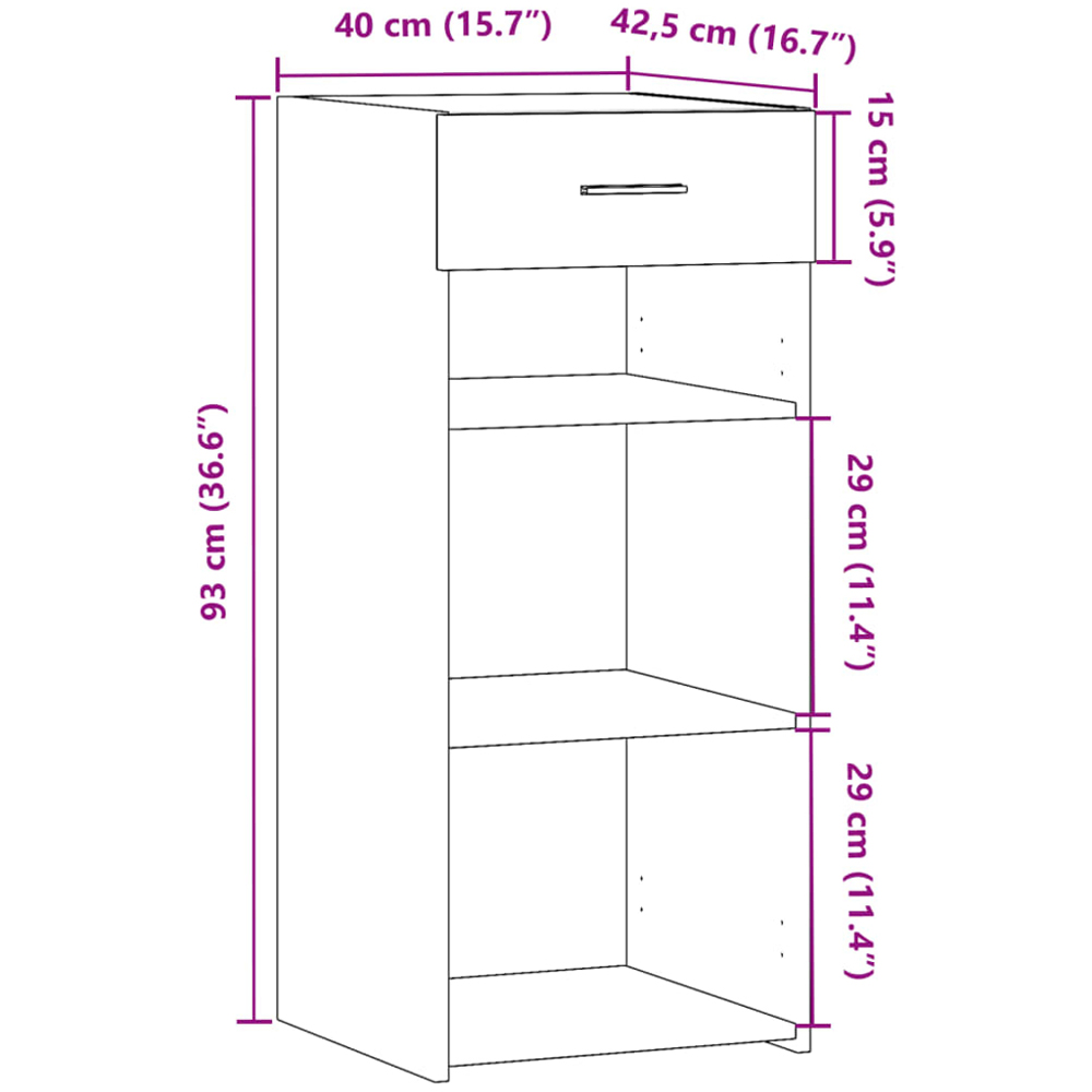 vidaXL Single Drawer 3 Shelf White Sideboard Image 9