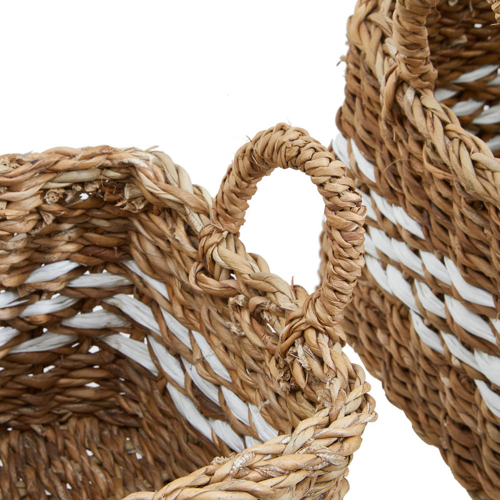 Premier Housewares Natural and Black Square Seagrass Basket Set of 2 Image 6