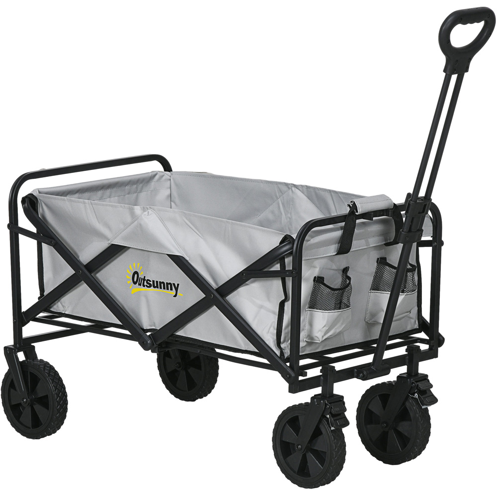 Outsunny Dark Grey Folding Beach Trolley Cart Image 1