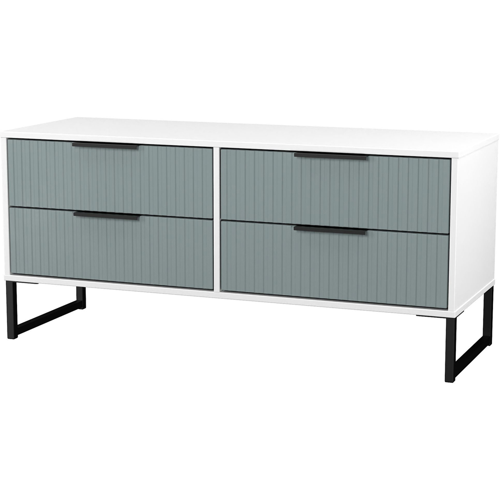 Crowndale Fluted 4 Drawer Duck and White Matt Bed Box Ready Assembled Image 4