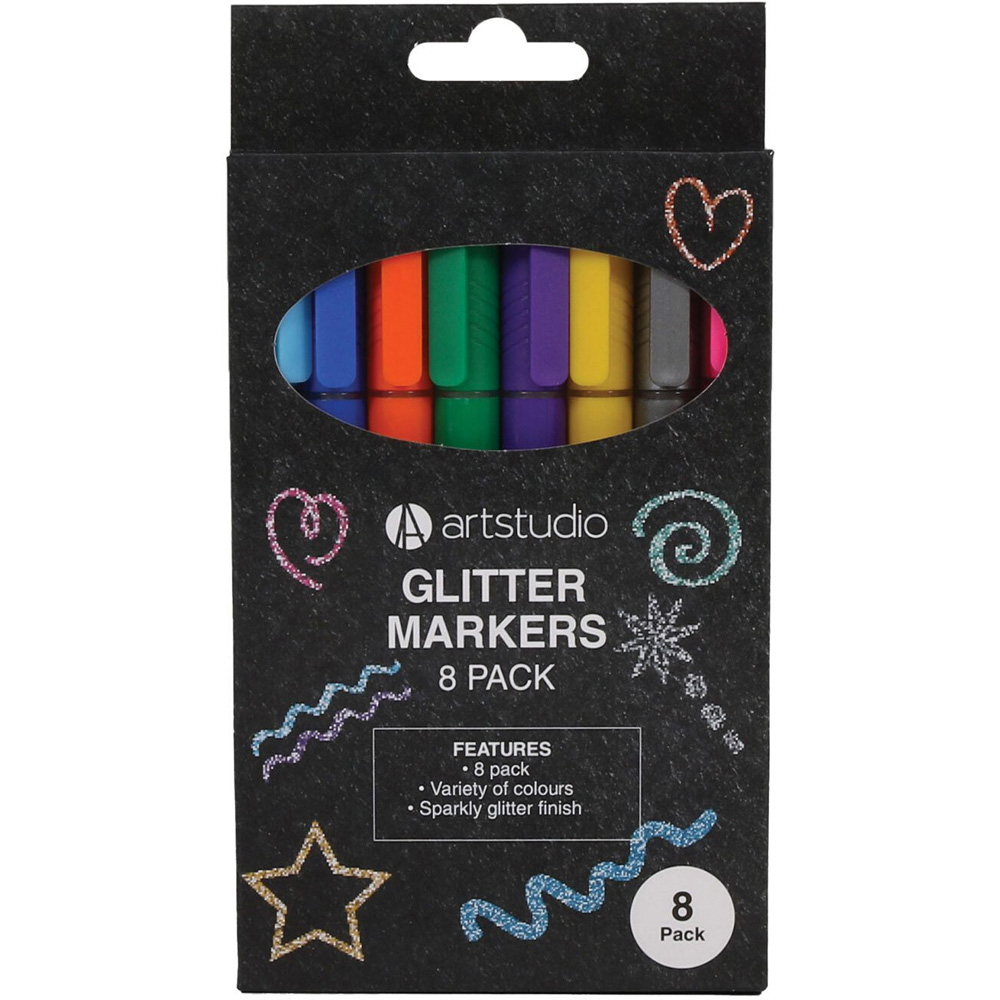 Pack of Eight Art Studio Glitter Markers Image