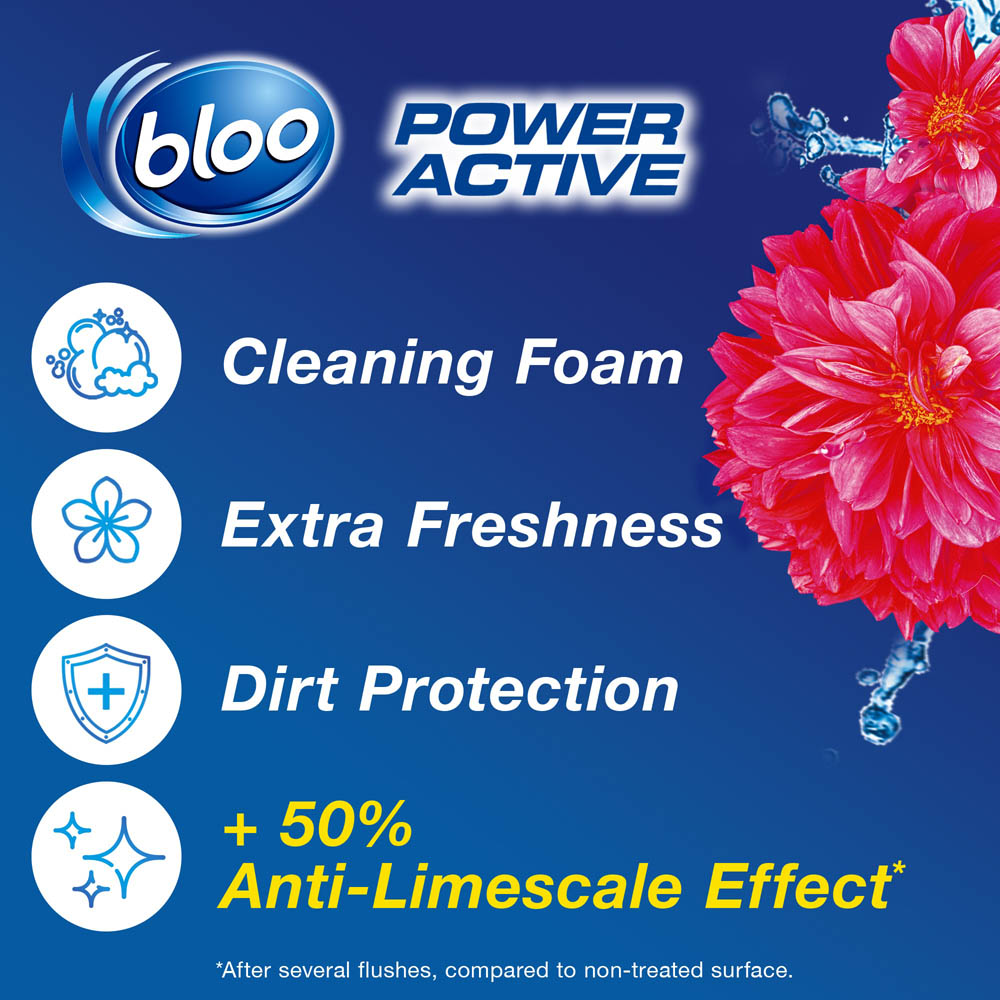 Bloo Power Active Fresh Flowers Toilet Rim Block 2 x 50g Image 3