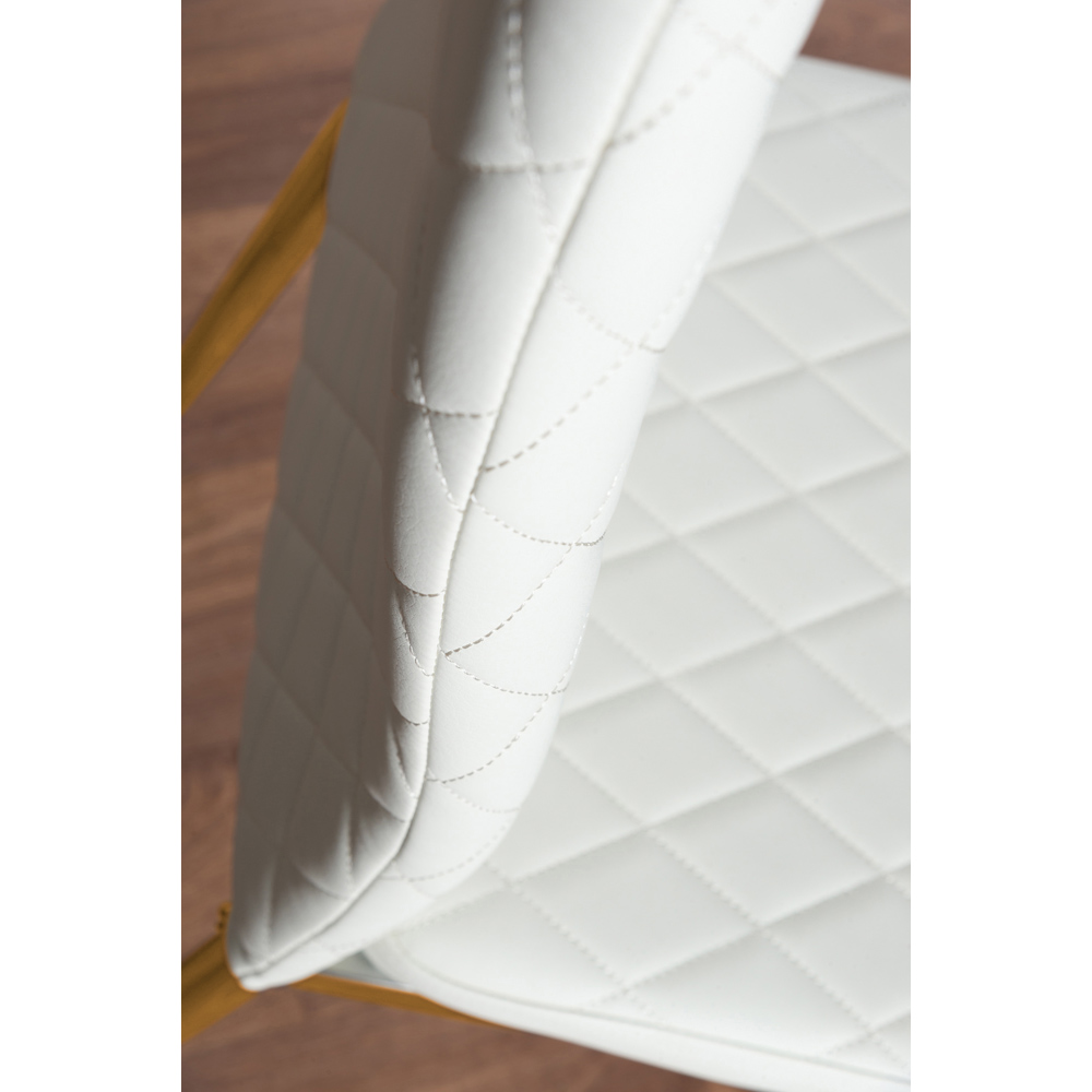 Furniturebox Valera Set of 4 White and Gold Faux Leather Dining Chair Image 7