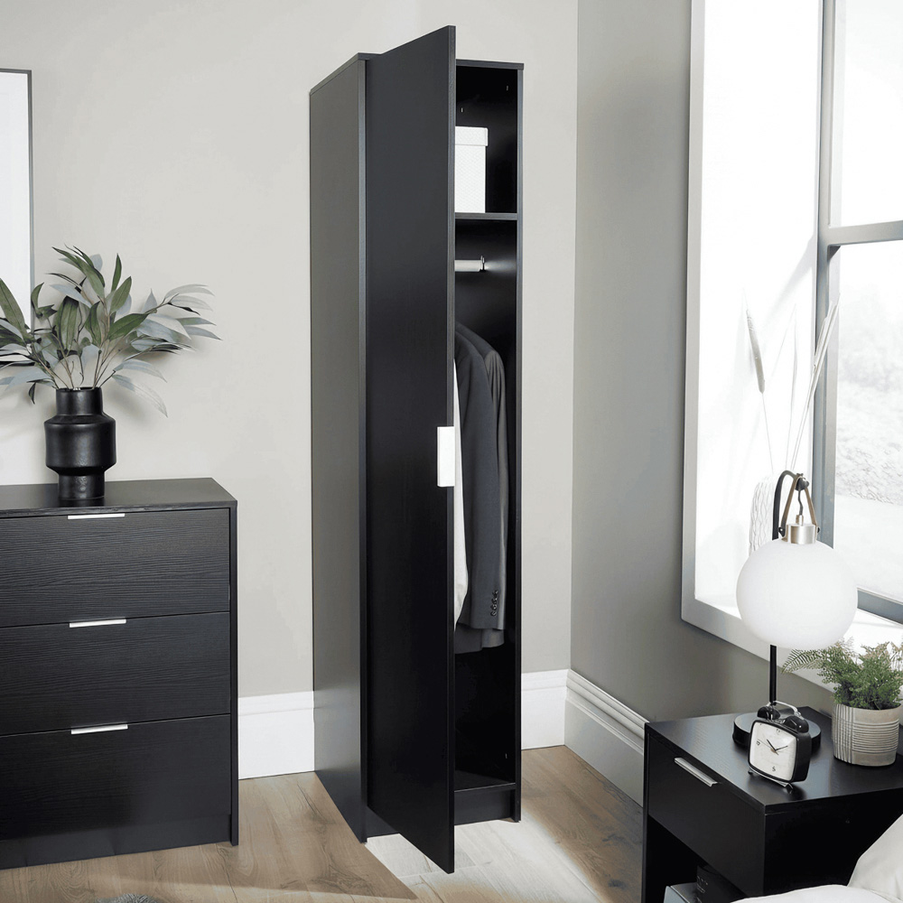 Home Source Phoenix Single Door Black Wardrobe Image 7