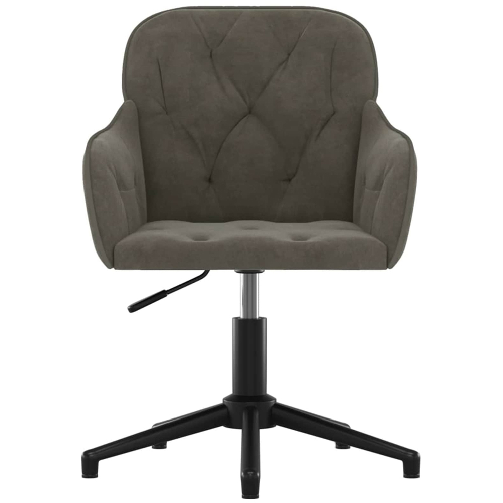 vidaXL Set of 2 Dark Grey Velvet Height-Adjustable Swivel Dining Chair Image 4