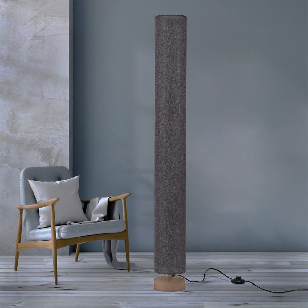 Living and Home Grey Wooden Column Floor Standing Lamp 120 x 15cm Image 5