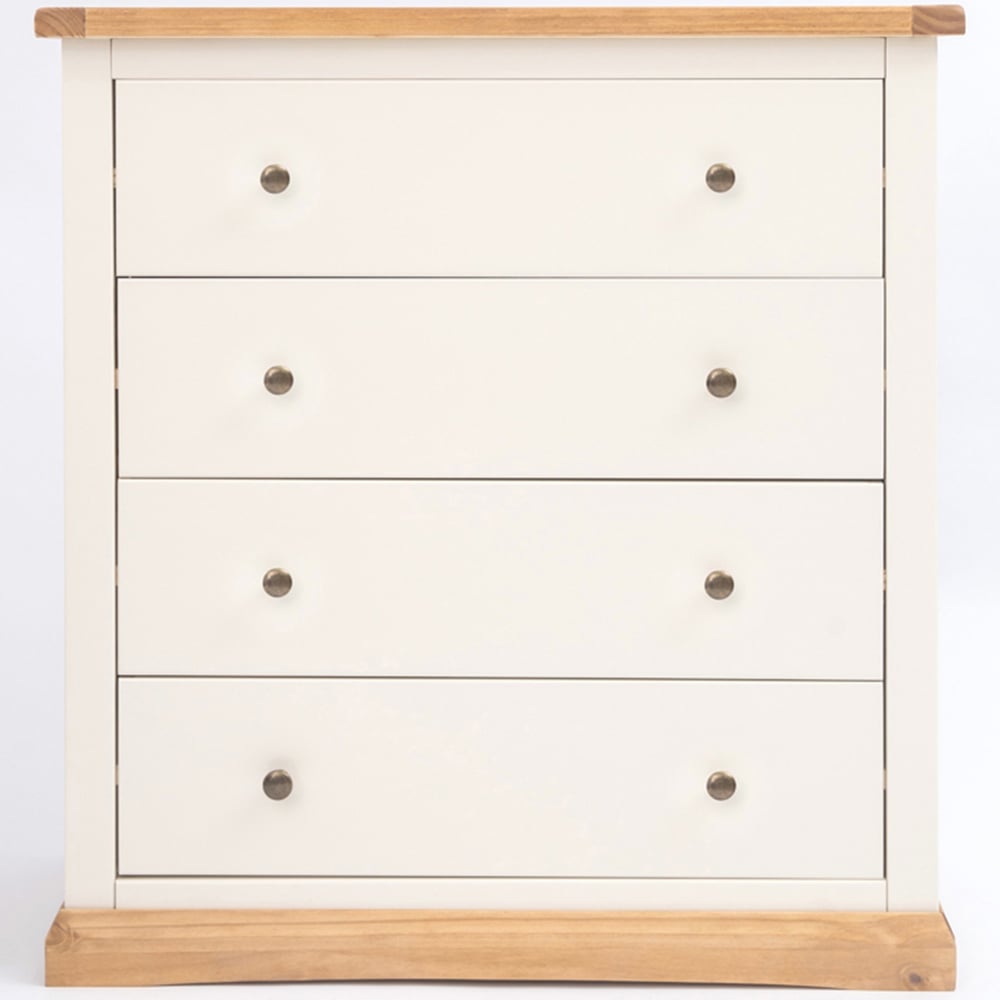 Trevi 4 Drawer Off White Chest of Drawers with Brass Knobs Image 2