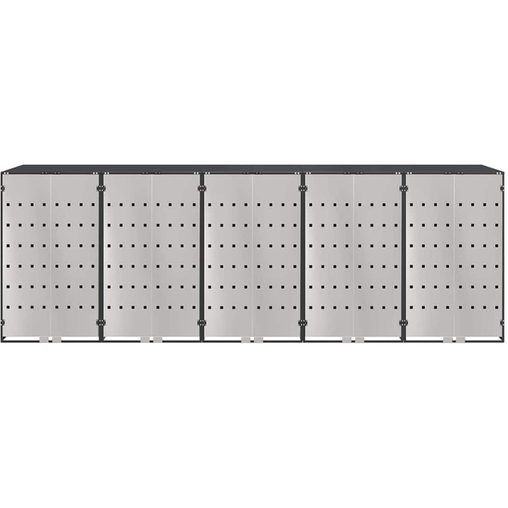vidaXL Anthracite 5 Wheelie Bin Storage Shed with Stainless Steel Door Image 4