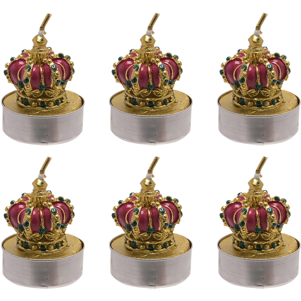 The Christmas Gift Co Red Crown Candle Tealights 6 Pack Image 1