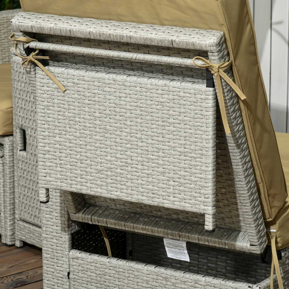 Outsunny 5pc PE Rattan Sun Lounger Beige Image 4