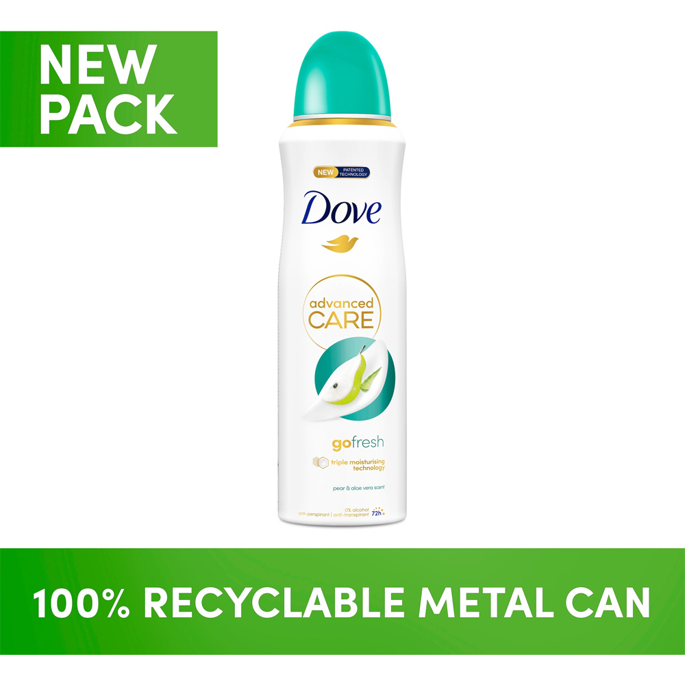 Dove  Advanced Care Go Fresh Pear & Aloe Vera Scent Antiperspirant Deodorant Spray 200ml Image 4