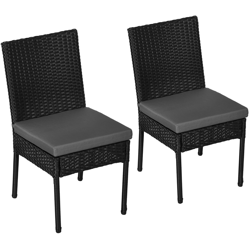 Outsunny Set of 2 Black Rattan Garden Chair Image 2