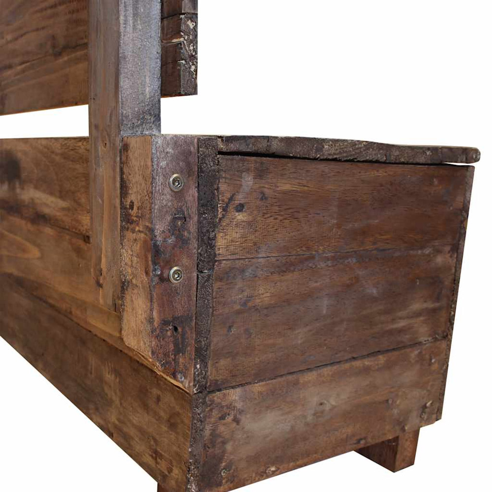 vidaXL 2 Seater Brown Reclaimed Wood Bench with Storage Image 7