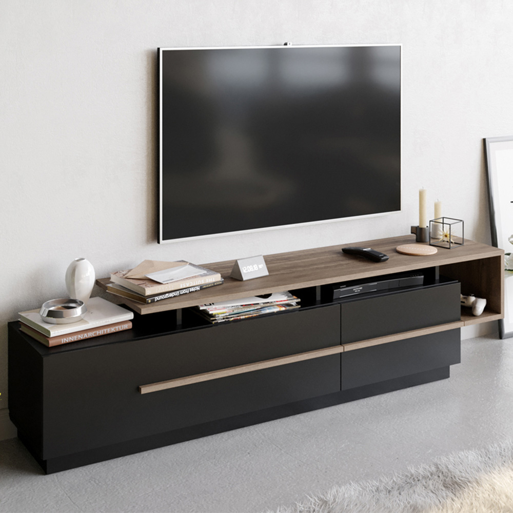 Decorotika Pia Black and Walnut TV Unit Image 1