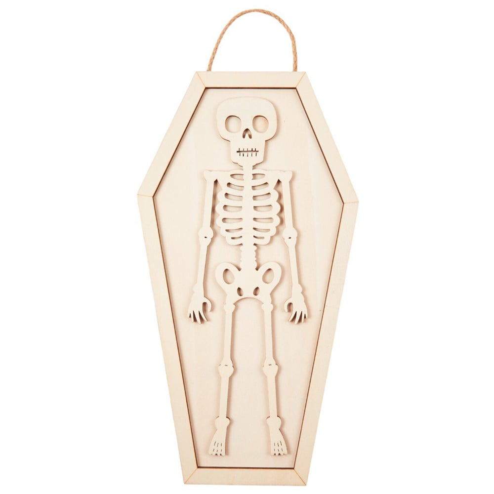Wooden Skeleton Coffin Natural Image 1