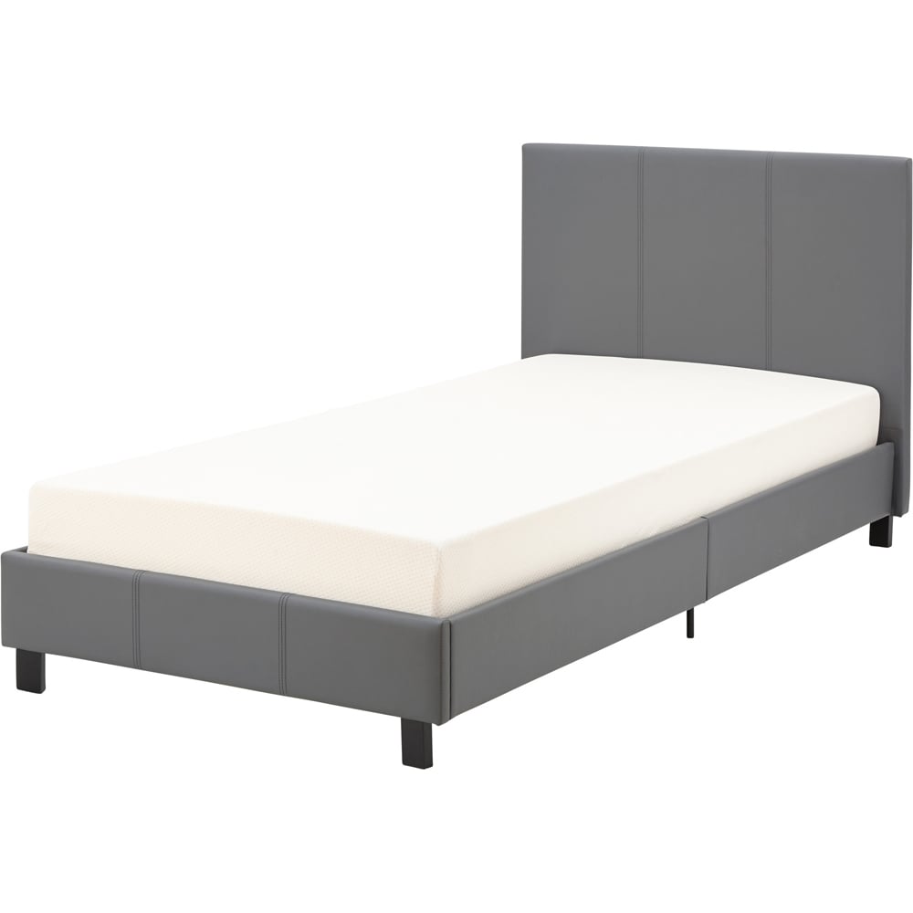 GFW Single Grey Faux Leather Bed Frame Image 2