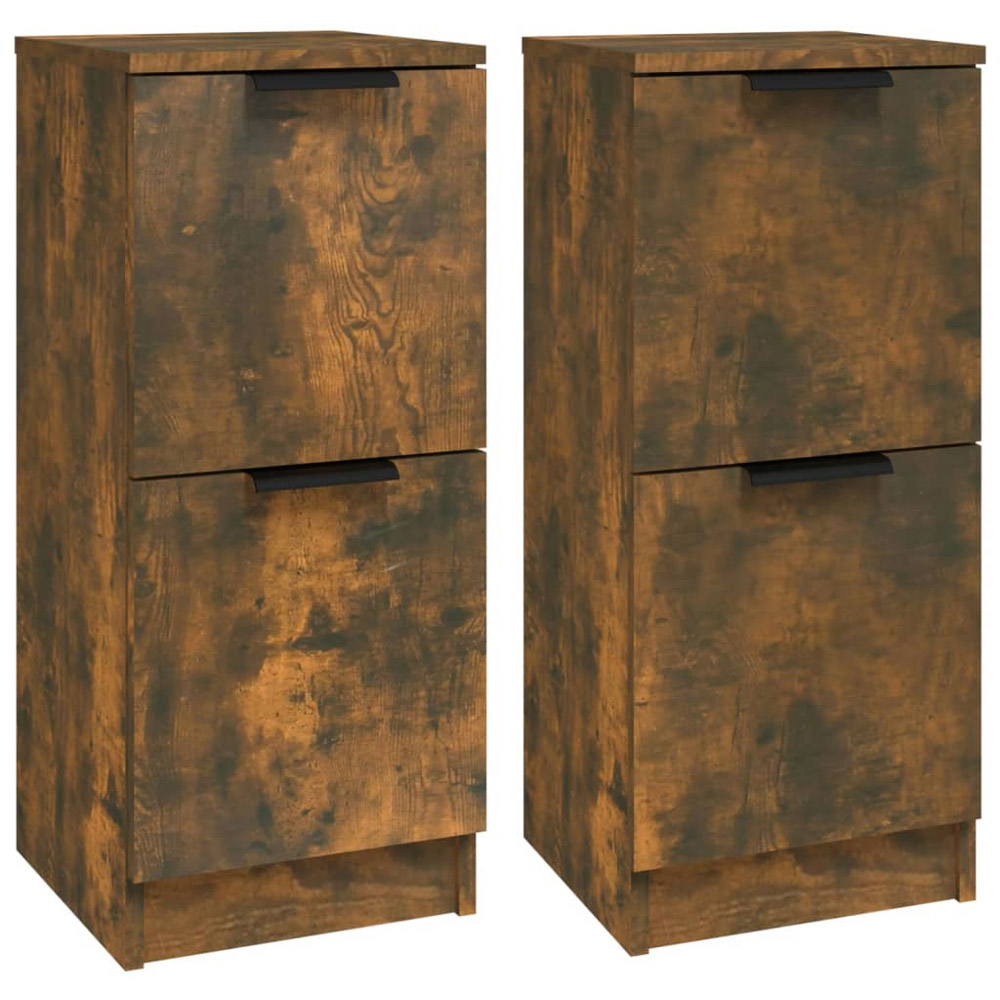 vidaXL 2 Door Smoked Oak Sideboard Set of 2 Image 2