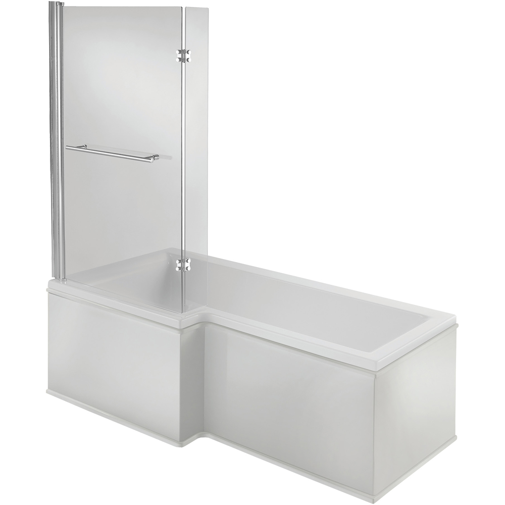 Bathstore Nazare Chrome Left Hand L-Shape Shower Bath Set 1700 x 850mm Image 1