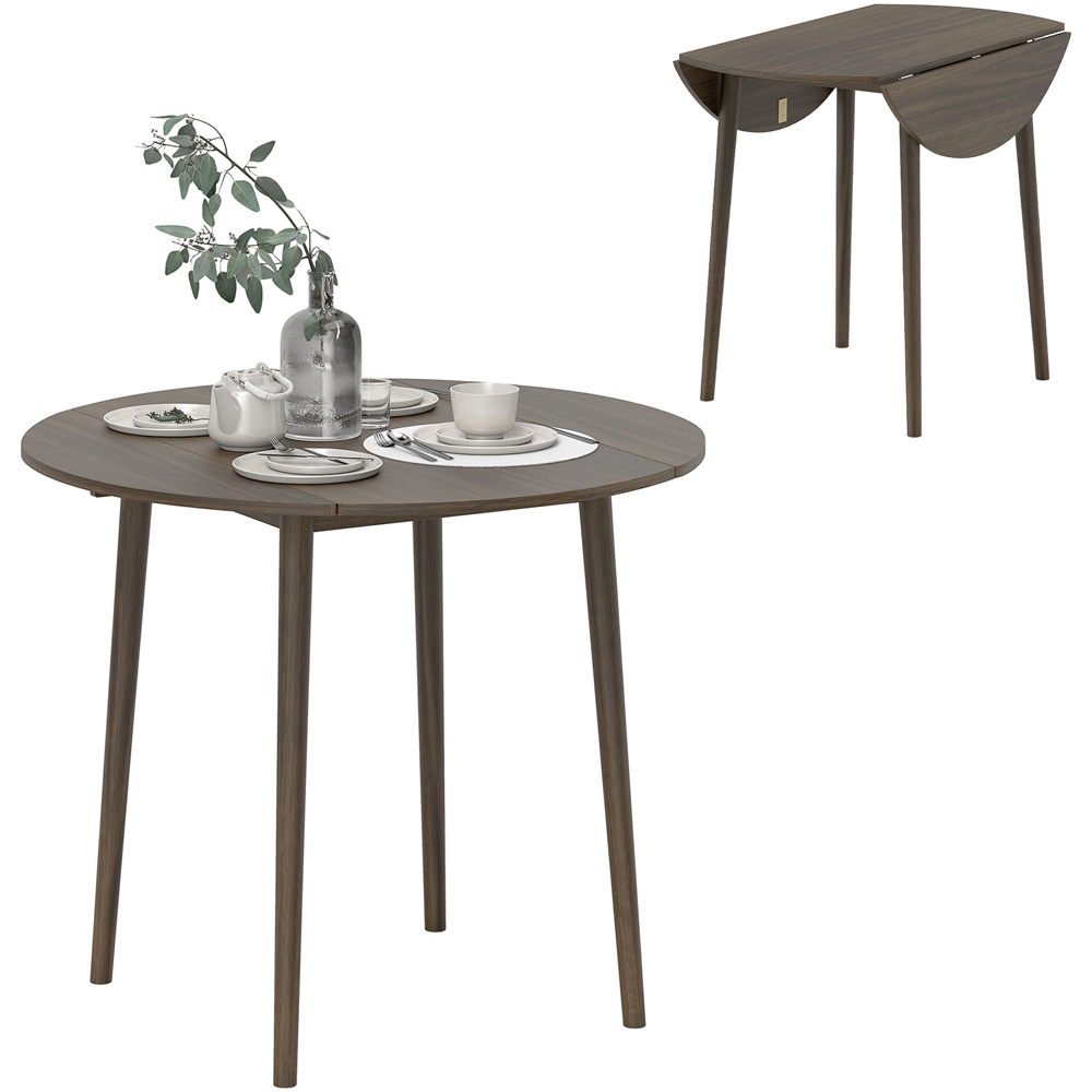HOMCOM 4 Seater Grey Drop Leaf Dining Table Image 2