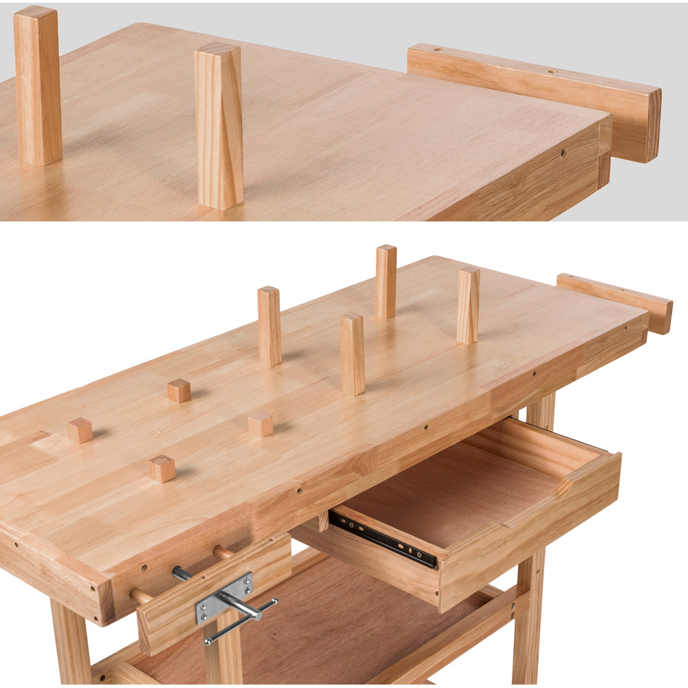 tectake Single Drawer and Shelf Woodworking Bench Image 5