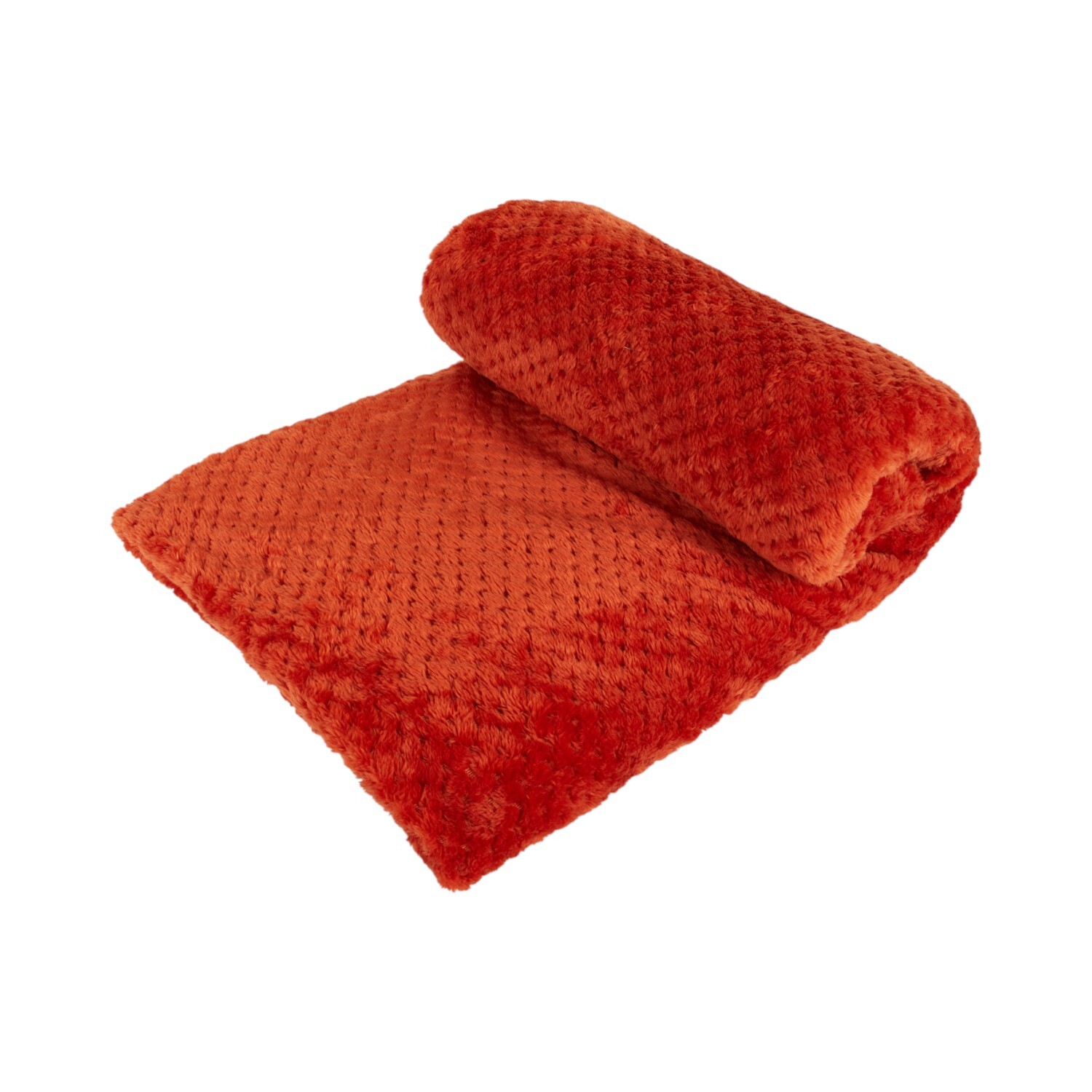 Waffle Soft Fleece Throw Rust Image 3