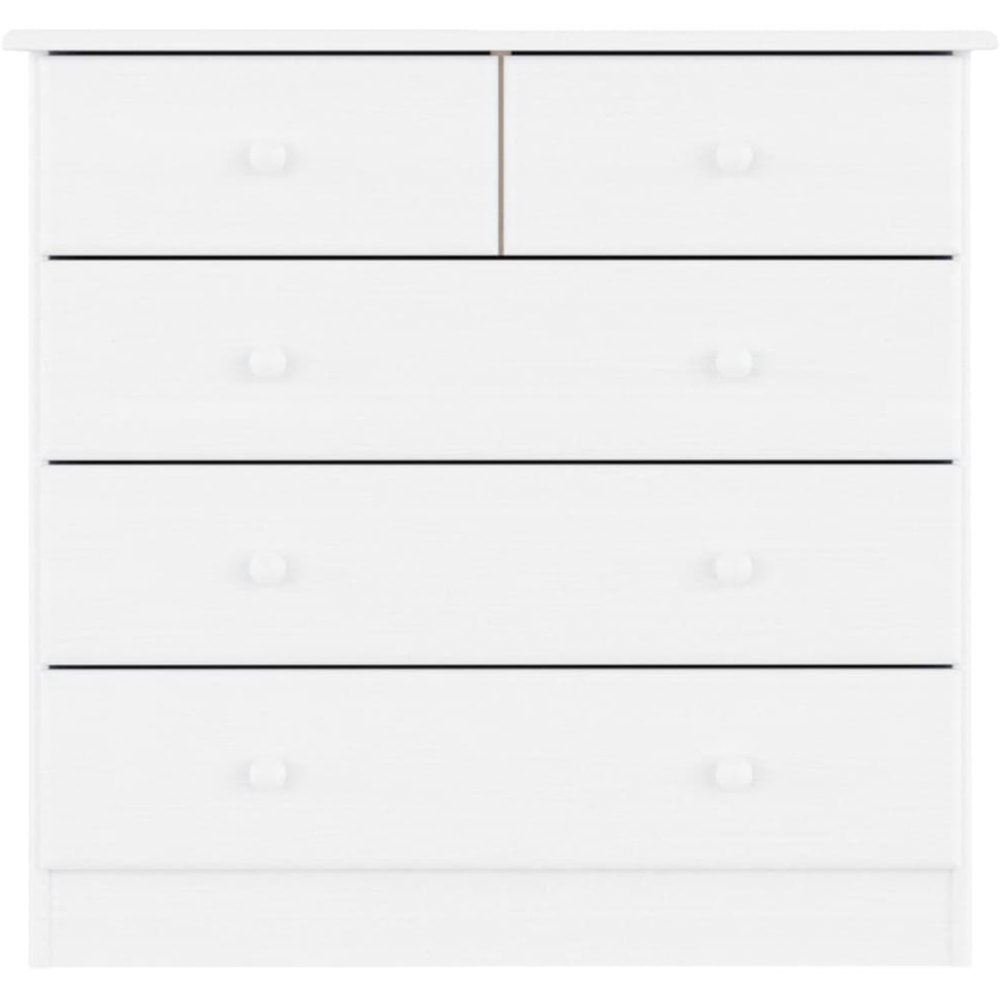 vidaXL Alta 5 Drawer White Solid Pine Wood Chest of Drawers Image 4