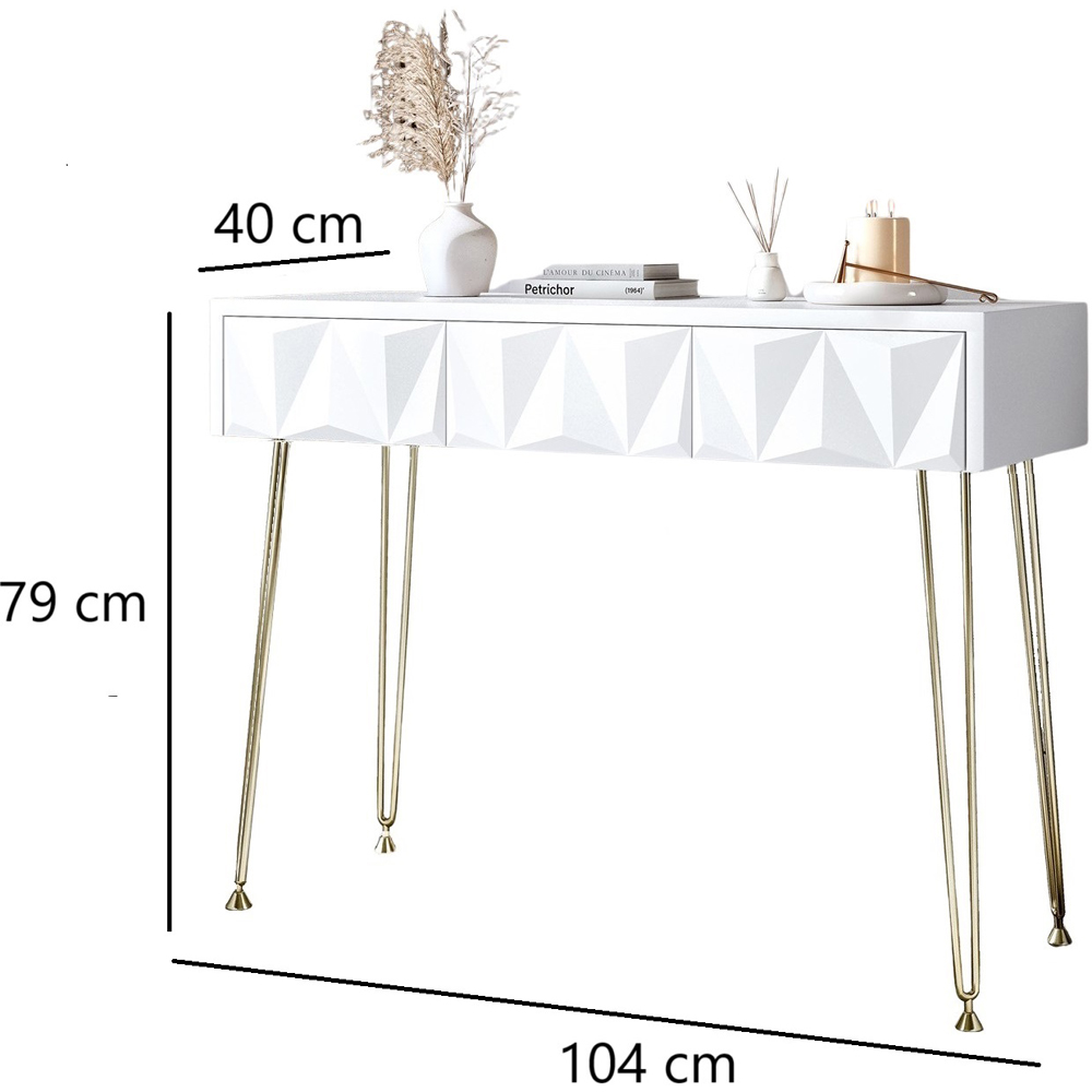CARME Home Claudia White and Gold Dressing Table Image 7