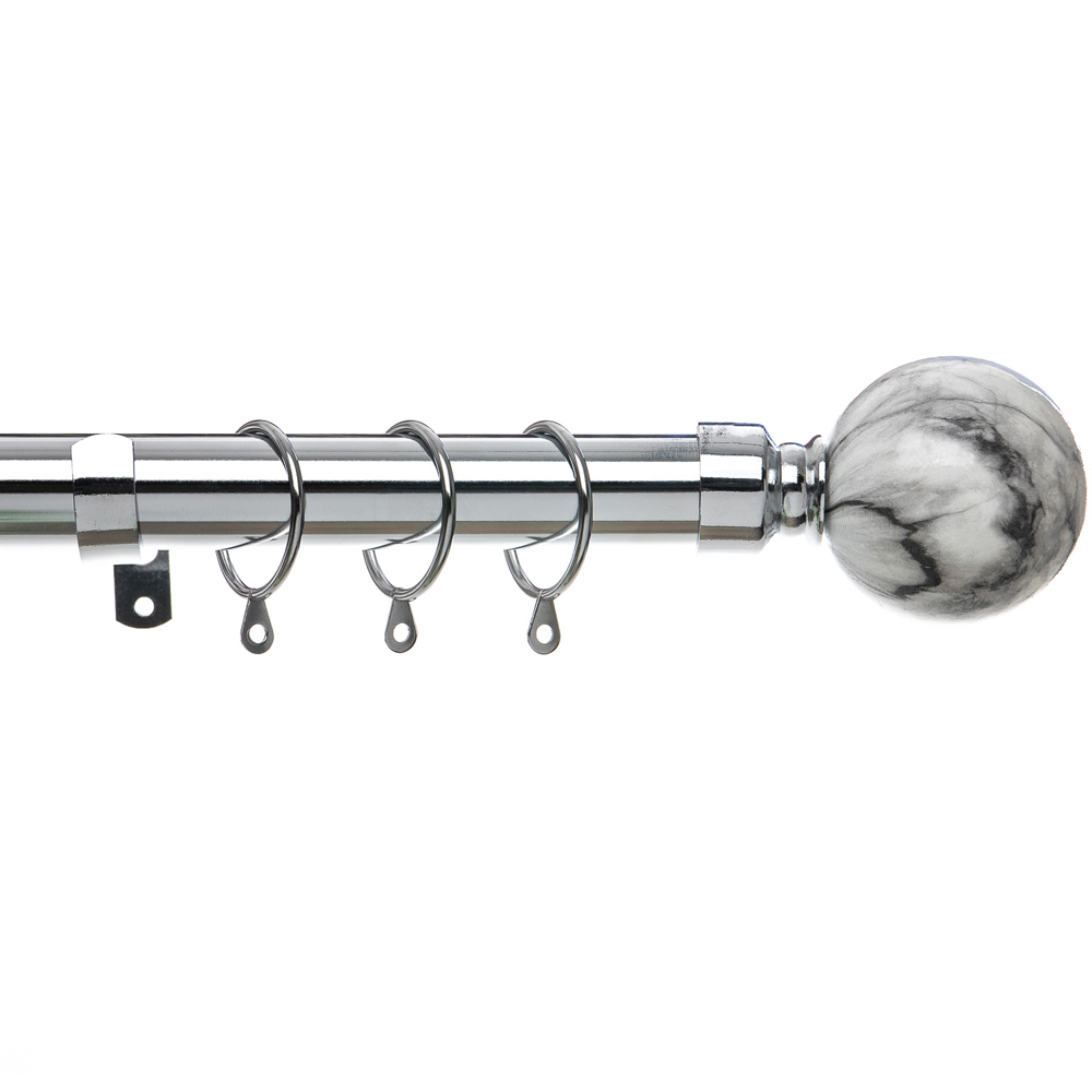 Home Treats 40 to 325cm Extendable Chrome Metal Marble Curtain Pole Image 1