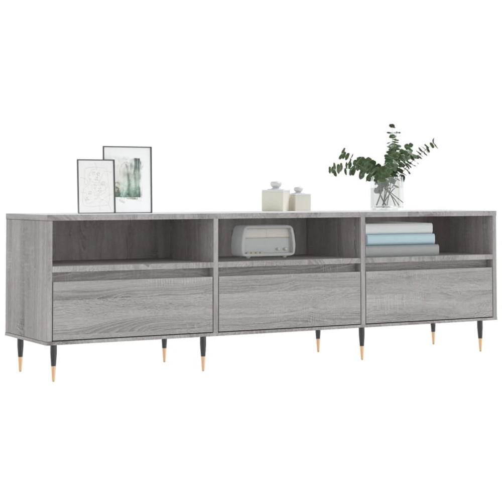 vidaXL 3 Drawer 3 Shelf Grey Sonoma TV Cabinet Image 3