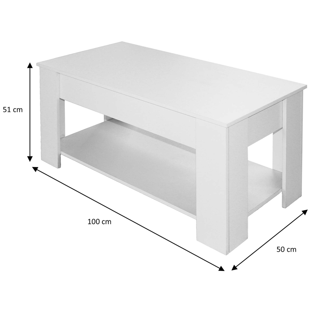 Comfy Living Single Shelf White High Gloss Lift Top Coffee Table Image 3