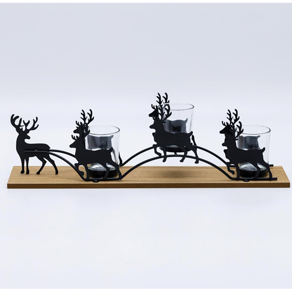 Marco Paul Black Reindeer Sleigh Candle Holder Image 2