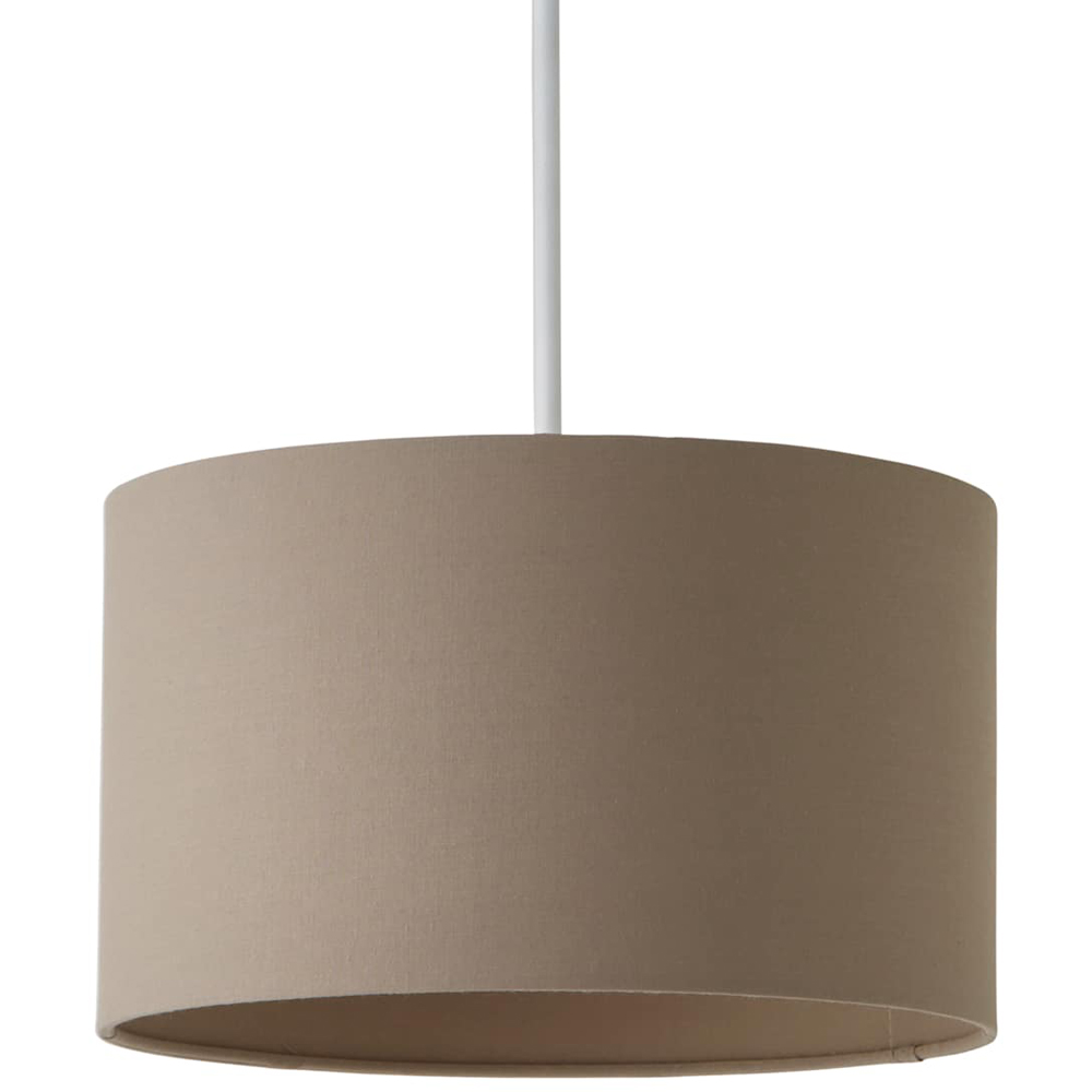 ValueLights Reni Taupe Fabric Small Drum Ceiling Lamp Shade Image 1
