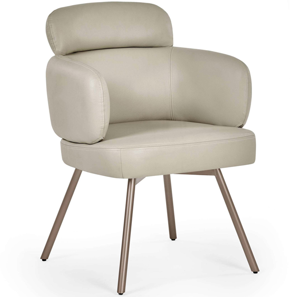 Julian Bowen Callisto Set of 2 Beige Faux Leather Swivel Dining Chair Image 2