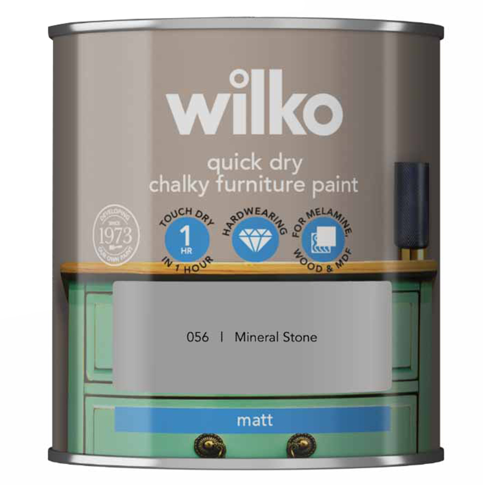 Wilko Quick Dry Chalky Paint Mineral Stone 250ml Wilko