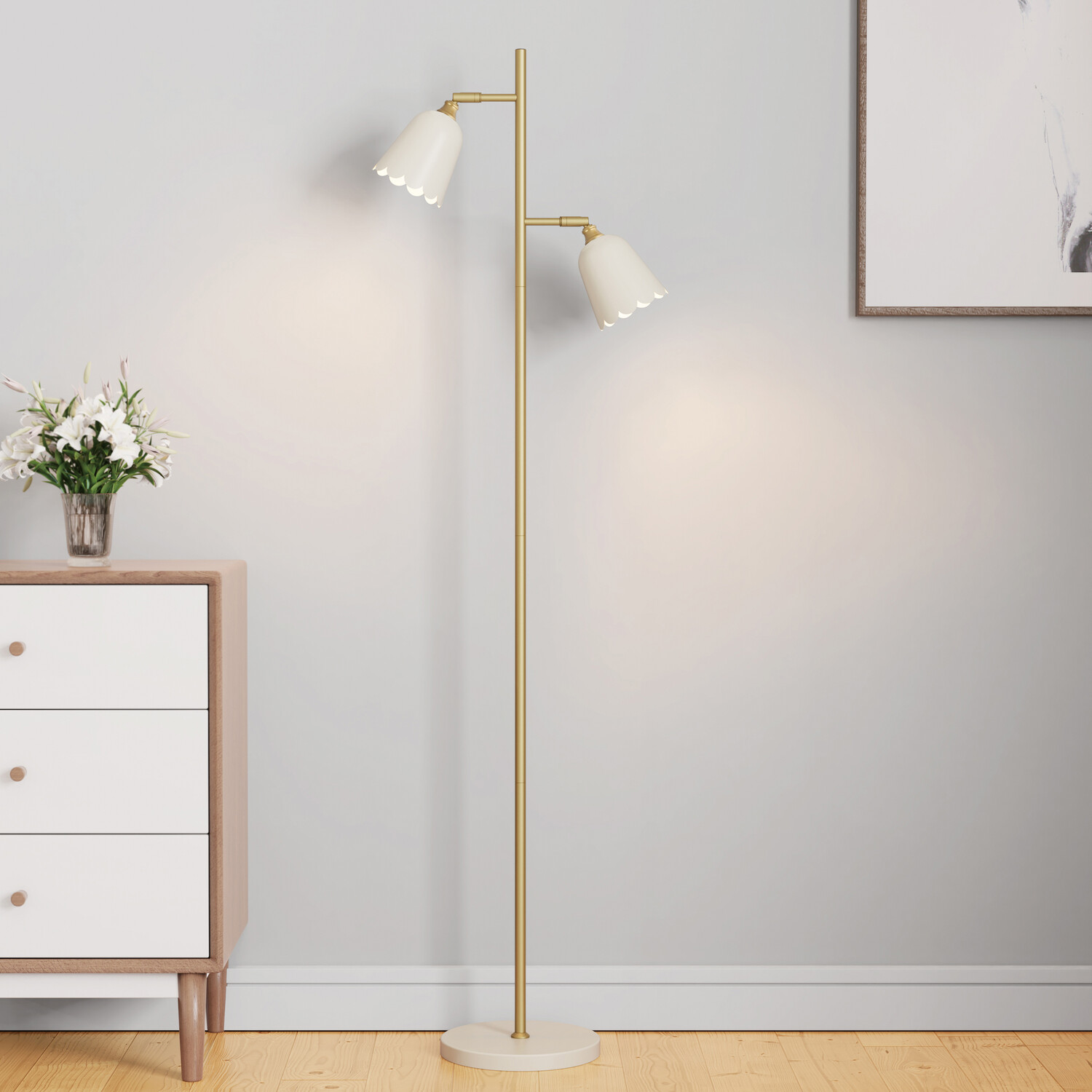 Scalloped Floor Lamp Cream Image 3