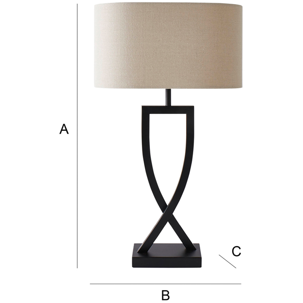 ValueLights Katniss Crossover Black and Natural Shade Metal LED Table Lamp Image 8