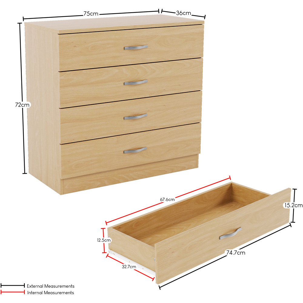 VIDA DESIGNS Riano 4 Drawer Pine Chest of Drawers Image 8