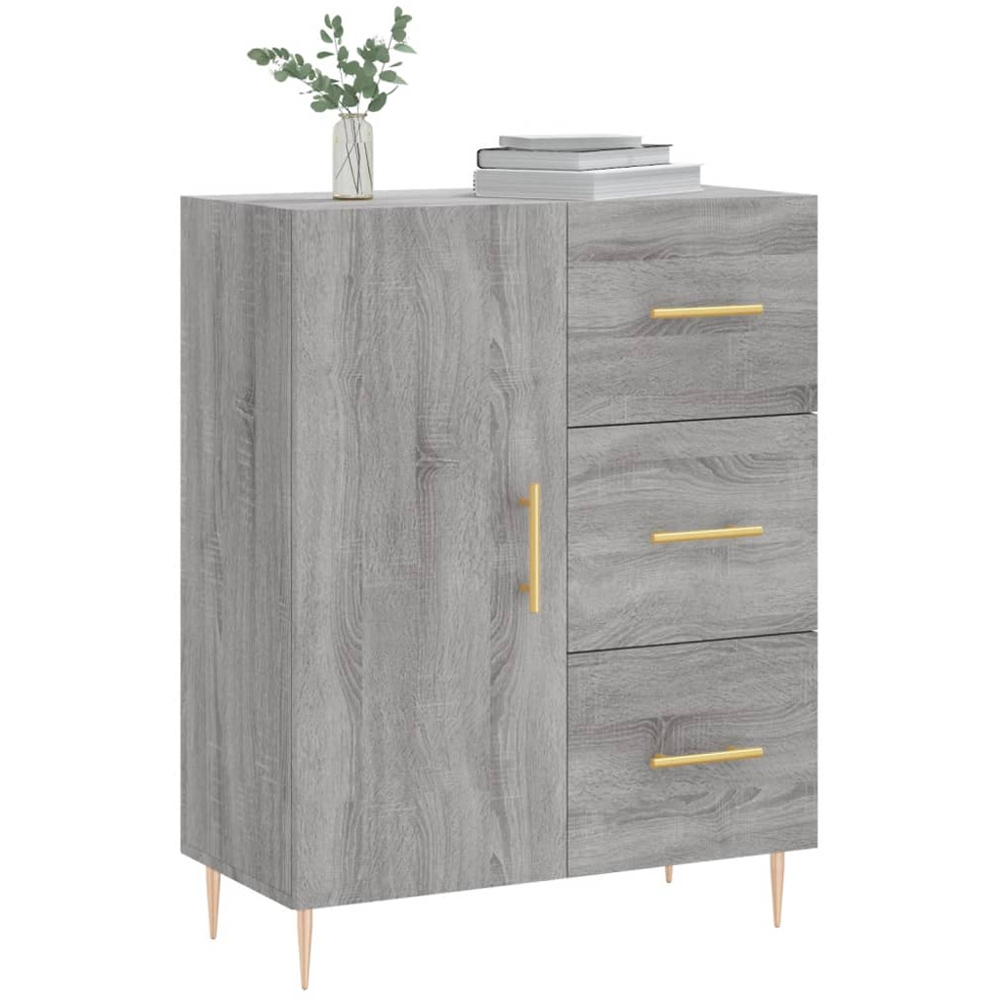 vidaXL Single Door 3 Drawer Grey Sonoma Sideboard Image 3