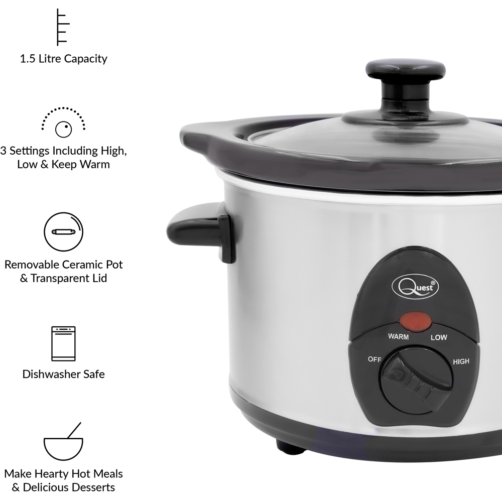 Quest Stainless Steel 1.5L Slow Cooker 120W Image 6