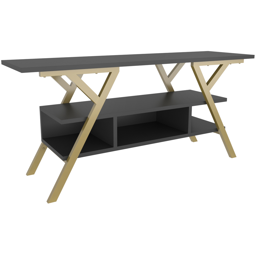 Decorotika Minerva Decorative 4 Open Shelf Gold and Anthracite TV Unit Image 2