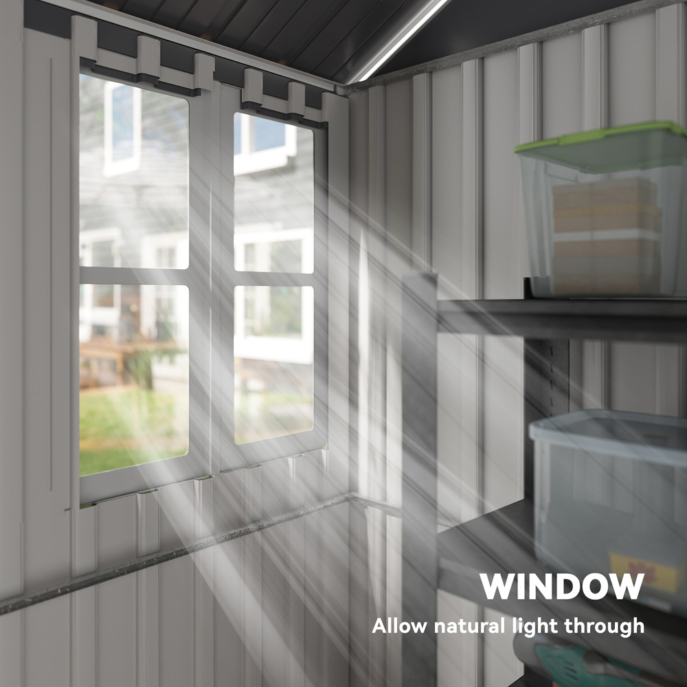 Outsunny 8.5 x 5.6ft Grey Metal Apex Garden Shed Image 5